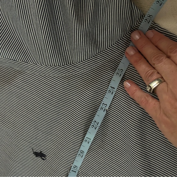 EUC Polo Ralph Lauren Navy and White Striped Shirt 17.5 neck. 100% cotton - Picture 6 of 6